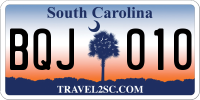 SC license plate BQJ010