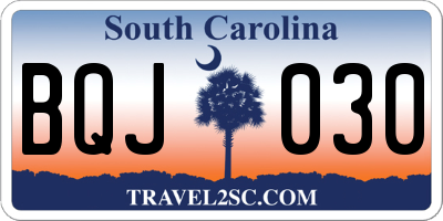 SC license plate BQJ030