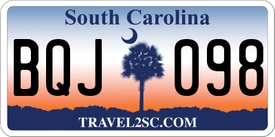 SC license plate BQJ098
