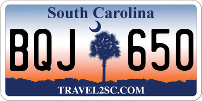 SC license plate BQJ650