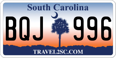 SC license plate BQJ996