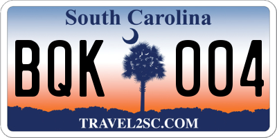 SC license plate BQK004