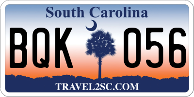 SC license plate BQK056