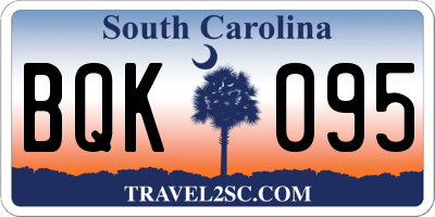 SC license plate BQK095