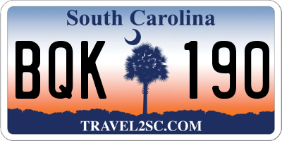 SC license plate BQK190
