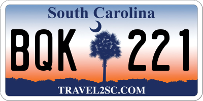 SC license plate BQK221