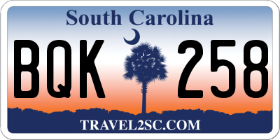 SC license plate BQK258