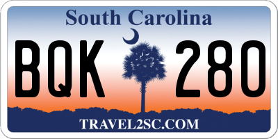 SC license plate BQK280
