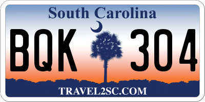 SC license plate BQK304