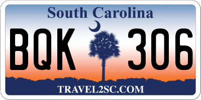 SC license plate BQK306