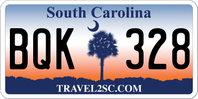 SC license plate BQK328