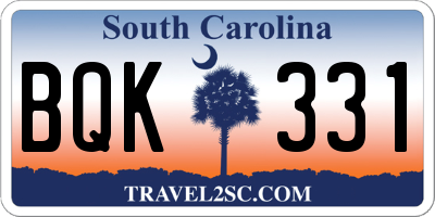 SC license plate BQK331