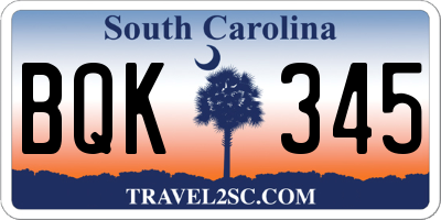 SC license plate BQK345