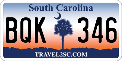 SC license plate BQK346