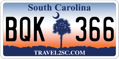 SC license plate BQK366