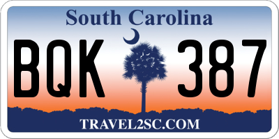 SC license plate BQK387