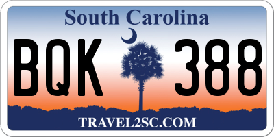 SC license plate BQK388