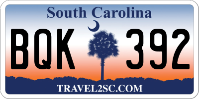 SC license plate BQK392