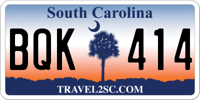 SC license plate BQK414