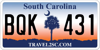 SC license plate BQK431