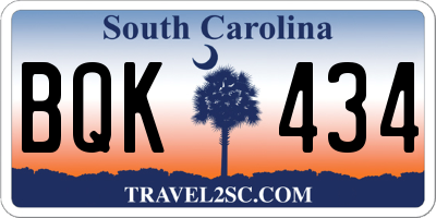 SC license plate BQK434