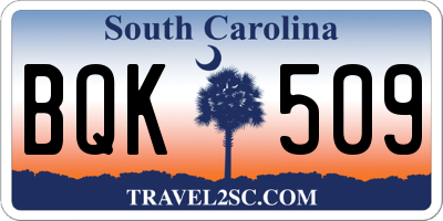 SC license plate BQK509
