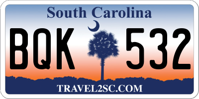SC license plate BQK532