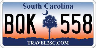 SC license plate BQK558