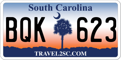SC license plate BQK623