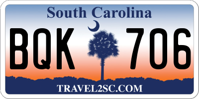 SC license plate BQK706