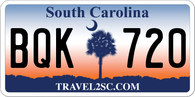 SC license plate BQK720