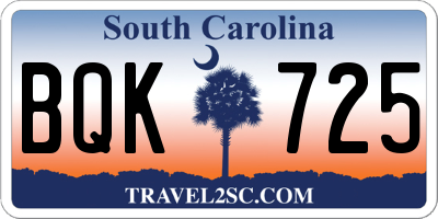 SC license plate BQK725