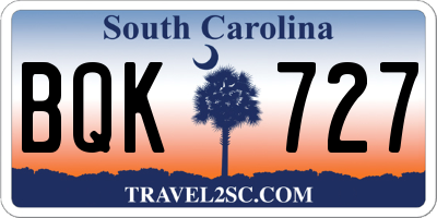 SC license plate BQK727