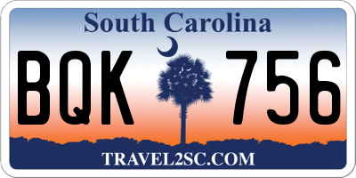 SC license plate BQK756