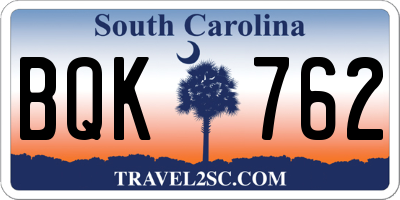 SC license plate BQK762