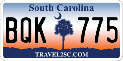 SC license plate BQK775