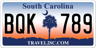 SC license plate BQK789