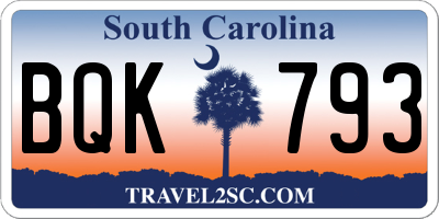 SC license plate BQK793