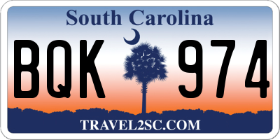 SC license plate BQK974