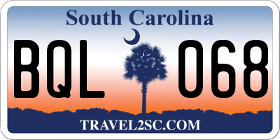 SC license plate BQL068