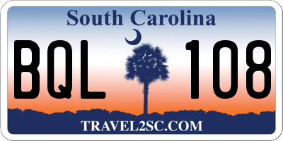 SC license plate BQL108