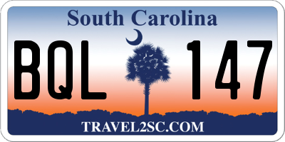 SC license plate BQL147
