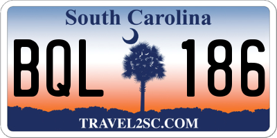 SC license plate BQL186