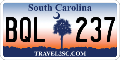 SC license plate BQL237