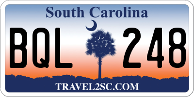 SC license plate BQL248