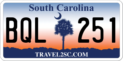 SC license plate BQL251