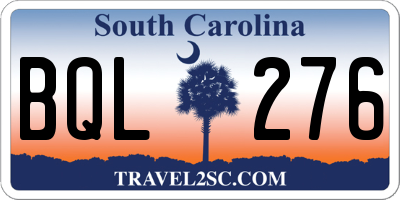 SC license plate BQL276