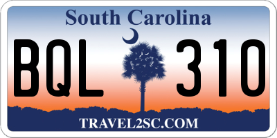 SC license plate BQL310