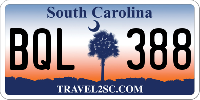 SC license plate BQL388
