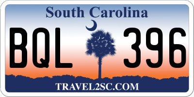 SC license plate BQL396
